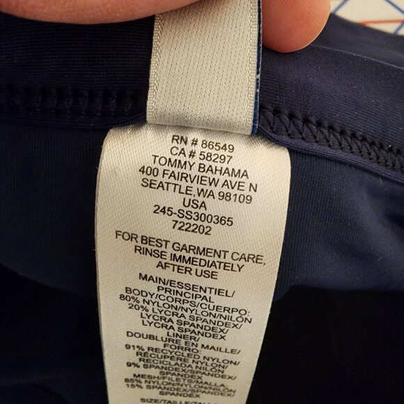 Tommy Bahama Pearl Shirred Bandeau One-Piece Swimsuit Navy Size 10 - Picture 6 of 10